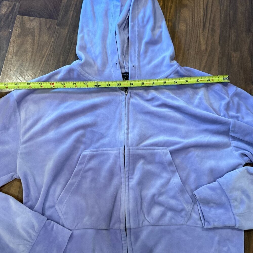 Light blue cropped zip up hoodie velvet - Picture 4 of 8